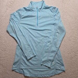 Straight Down Golf Pullover Womens Sleeve Logo 1/4 Zip Fleece Medium‎ Blue